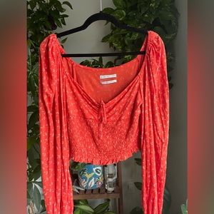 Orange Floral Boho Top